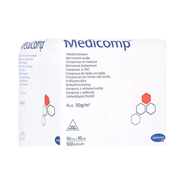 Hartmann H Hartmann 4218252 Medicomp Vliesstoffkompresse, Unsteril, 4fach, 10cm X 10cm, 100 Stück thumbnail