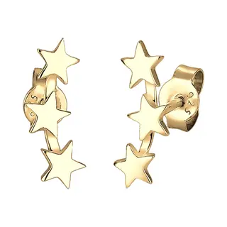Elli Women's 925 Silver Gold Plated Xilion Cut Stud Earrings