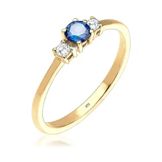 Elli - Ring - Dames Verloving Klassiek Met Synthetische Saffier En Zirkonia Kristallen In 925 Sterling Zilver - Dames