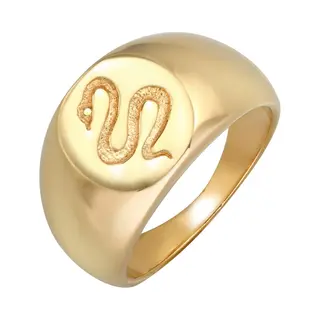 Elli Premium - Ring - Dames Zegelring Slang Power Symbool Chunky In 925 Sterling Zilver Verguld - Dames