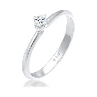 Elli Premium - Ring - Dames Solitaire Ring Filigraan Klassiek Met Diamant (0.11 Ct.) In 925 Sterling Zilver - Dames