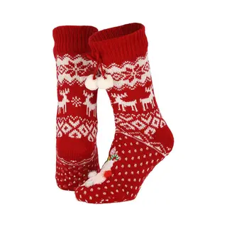 Apollo Dames Kerstsokken Met Antislip Rood - Maat One Size