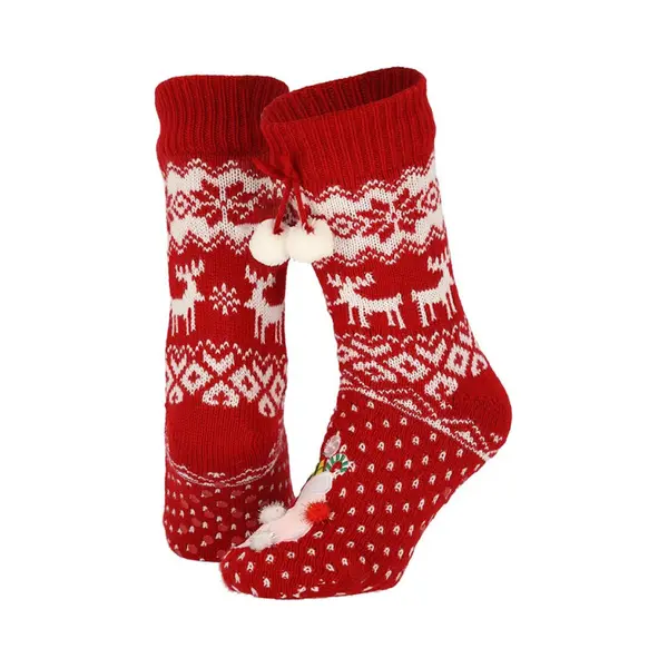 Apollo Dames Kerstsokken Met Antislip Rood - Maat One Size thumbnail