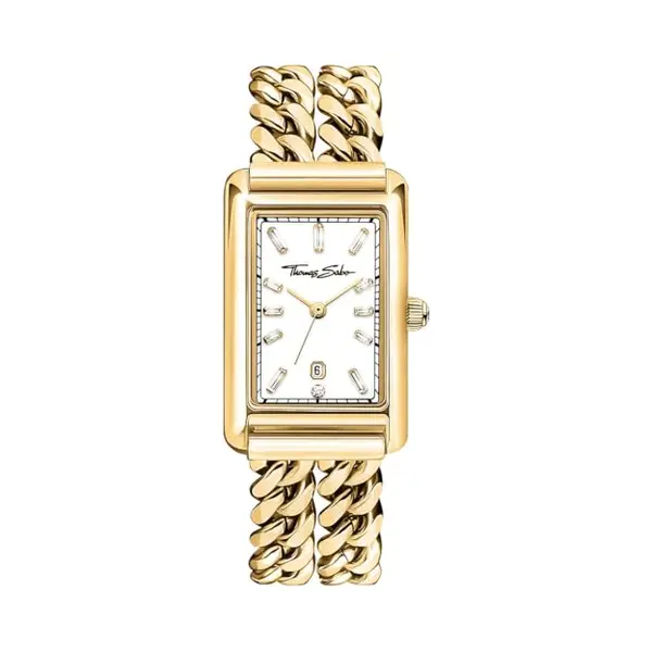 Thomas Sabo, Horloge, Damenuhr Rechteckig Goldfarben, Goud, (Analoog Horloge) thumbnail