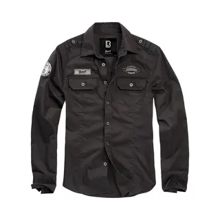 Brandit Luis Vintage Shirt Long Sleeve, Farbe, Black, Größe, 7XL