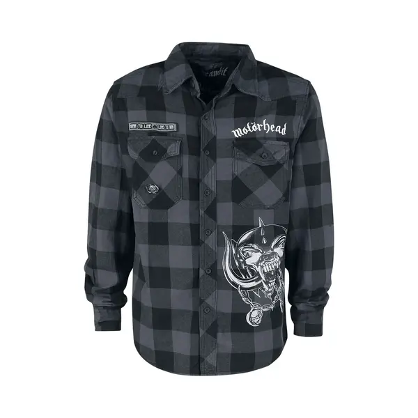 Motörhead Longsleeve - Brandit Bastards - Checkshirt - S Tot 5XL - Voor Mannen - Zwart-grijs thumbnail