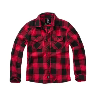 Brandit Kids Check Shirt Long Sleeve, Farbe, Red/Black, Größe, Xl 158