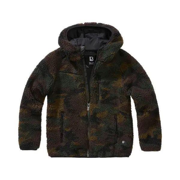 Brandit Kids Teddyfleece Jacket Hooded, Farbe, Woodland, Größe, S 122 thumbnail