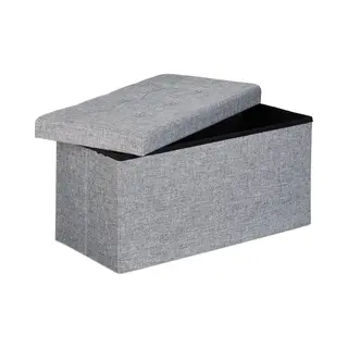 Faltbare Sitzbank Xl, Mit Stauraum, Sitzcube Mit Fußablage, Sitzwürfel Als Aufbewahrungsbox, 38x76x38 Cm, Grau - Relaxdays