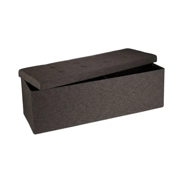 Zitbank Met Opbergruimte - Linnen - 140 Liter - 38x114x38 Cm - Halbank - Bruin thumbnail