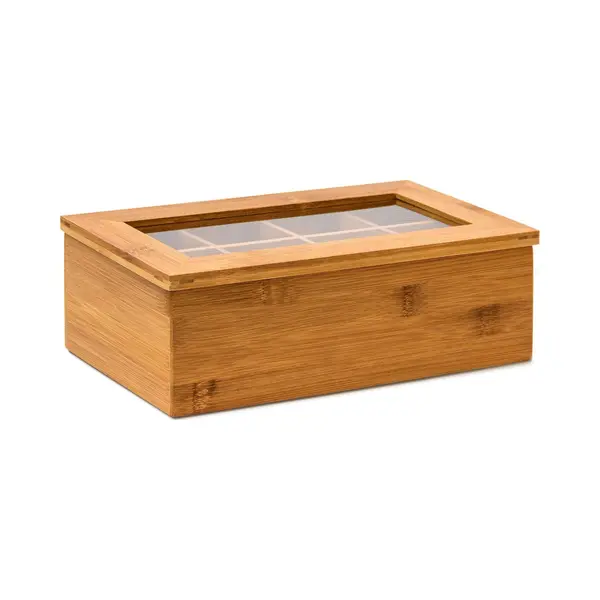 Relaxdays 10019145_408 tea box Bamboo, Plastic thumbnail