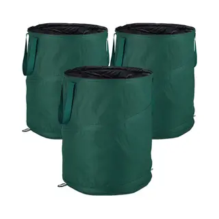 Relaxdays 3-er Set Laubsack Selbstaufstellend 160 L Grün