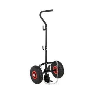 Relaxdays Gas Bottle Trolley, For 3 & 5 Kg Canisters, Pneumatic Tyres, Steel, Warehouse Transport Cart, Safe, Black/Red, 100 X 44 X 25 Cm