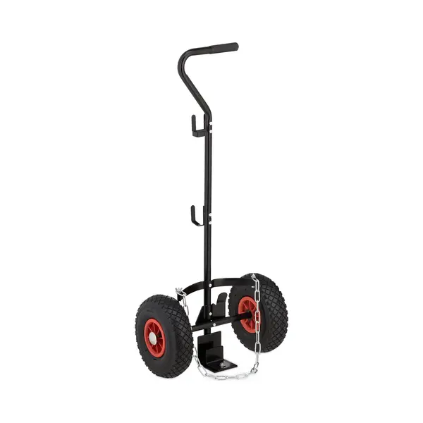 Relaxdays Gas Bottle Trolley, For 3 & 5 Kg Canisters, Pneumatic Tyres, Steel, Warehouse Transport Cart, Safe, Black/Red, 100 X 44 X 25 Cm thumbnail