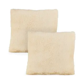 Relaxdays 4 X Flauschige Kissen, Kuschelkissen Mit Füllung, Kuschelweich, Plüschbezug Abnehmbar, Deko Zierkissen 35x40cm, Creme