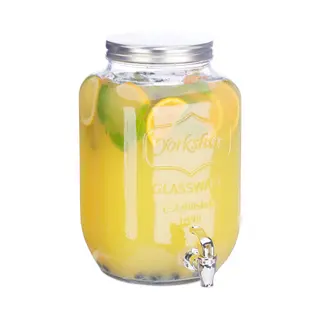 2x Drankdispenser 8 Liter - Waterdispener Glas - Limonadetap - Tapkraan - Retro