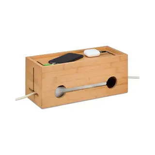 Kabelbox - Voor 2 Stekkerdozen - Bamboe - 14 X 34, 5 X 14 Cm