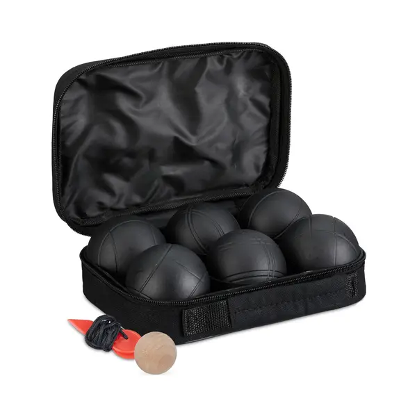 Jeu De Boules Set - 6 Stalen Ballen - Ø, 7, 2 Cm - Met Accessoires En Tasje thumbnail