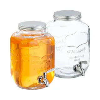 Limonadetap - Set Van 2 - 4 Liter - Met Rvs Kraantje - Glas