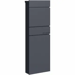 Staande Brievenbus - 39, 5x111x14 Cm - Antraciet - Met Krantenvak