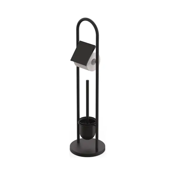 Toiletbutler - 79 Cm - Met Toiletborstel - Rvs - Zwart thumbnail