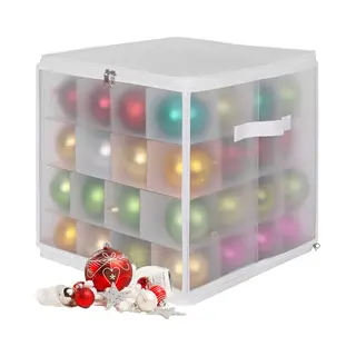 Kerstballen Opbergbox - Voor 64 Ballen - Kunststof - Transparant-wit