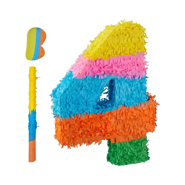 Relaxdays Pinata Zahl Mit Stab Und Maske, 4 thumbnail