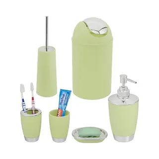 Badkameraccessoires Set - 6-delig - Kunststof - Volledige Badkamer & Toilet Set - Modern - Geel