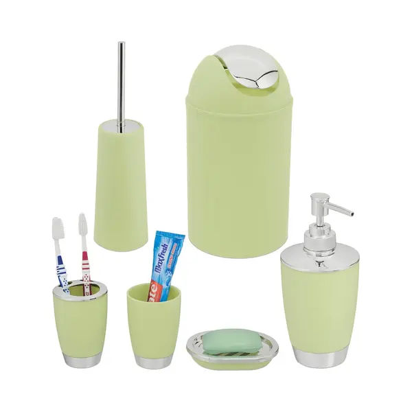 Badkameraccessoires Set - 6-delig - Kunststof - Volledige Badkamer & Toilet Set - Modern - Geel thumbnail
