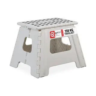 Relaxdays Sitzhocker Klapphocker Faltbar L, Weiß