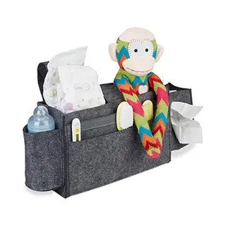 Relaxdays Betttasche Hochbett, 8 Fächer, Baby- & Pflegebett, Filz Bett Organizer Zum Anhängen Hbt 23x43x11cm, Dunkelgrau