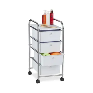 Relaxdays Rollwagen Badrollwagen Mit 4 Schubladen, Silber
