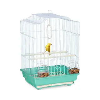 Relaxdays Bird Cage, Birdcage For Small Birds, Perches & Feeders, H X W X D 49.5 X 35 X 32 Cm, Green