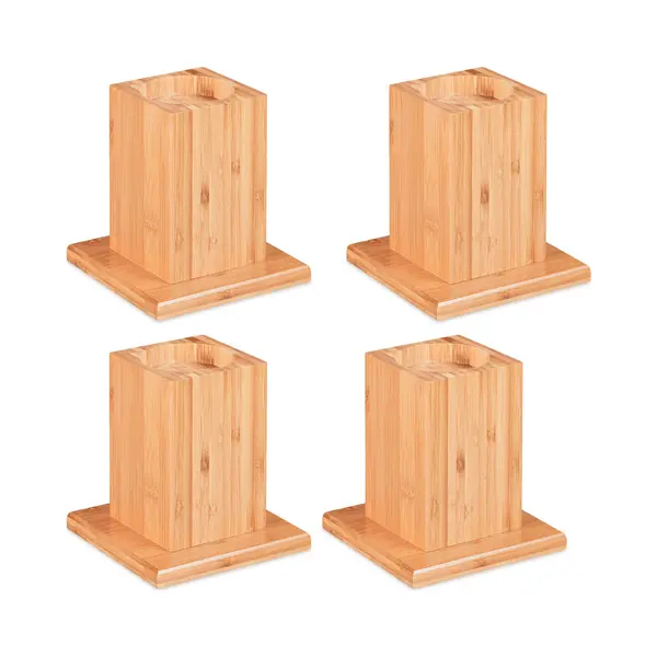 Relaxdays Furniture Riser Set Of 4, Height 14 Cm, Table, Chair, Bed, Elephant Feet, 15.5x14.5x14.5 Cm, Natural, Bamboo thumbnail