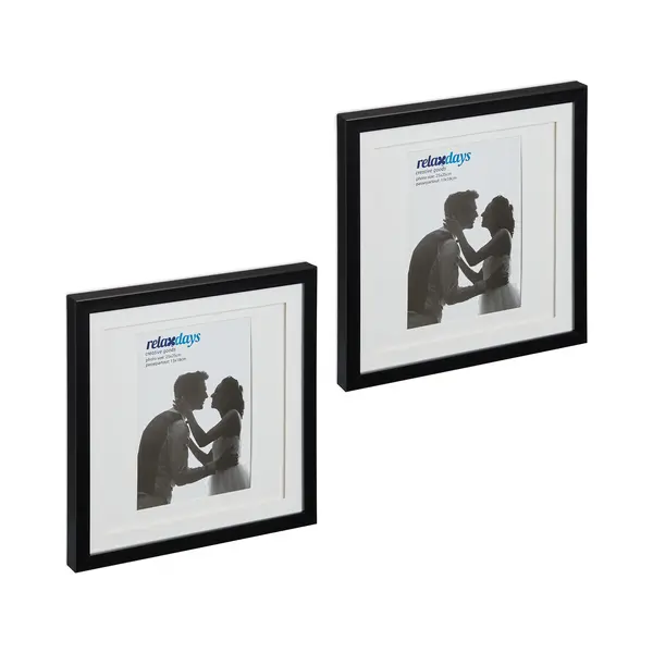 Relaxdays Bilderrahmen-Set Bilderrahmen 25x25 Cm 2er Set, Schwarz thumbnail