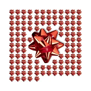 Cadeaustrik Set Van 100 - Zelfklevend - Verjaardag - Kerstmis - Ster - Ø 5 Cm - Rood
