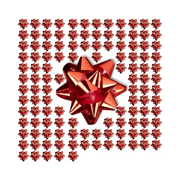 Cadeaustrik Set Van 100 - Zelfklevend - Verjaardag - Kerstmis - Ster - Ø 5 Cm - Rood thumbnail