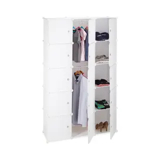 Relaxdays Steckregal Regalsystem Kleiderschrank 11 Fächer, Weiß