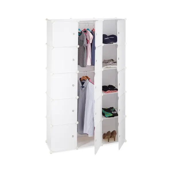 Relaxdays Steckregal Regalsystem Kleiderschrank 11 Fächer, Weiß thumbnail