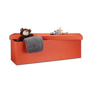 Zitbank Met Opbergruimte - Deksel - Opvouwbaar - 38 X 114 X 38 Cm - Halbank - Oranje
