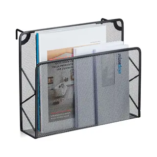 Relaxdays - Zeitschriftenhalter Wand, Zeitungsablage Hängend, Wandkorb, Hbt 28x35, 5x10 Cm, Magazinhalter, Metall, Schwarz