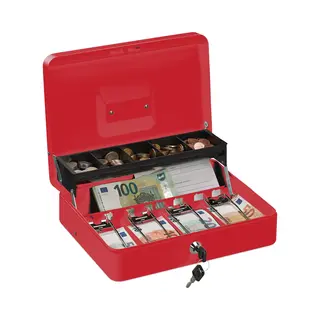 Geldkistje Met Slot - Sleutel - Ijzer - 8, 5 X 30, 5 X 24, 5 Cm - Rood