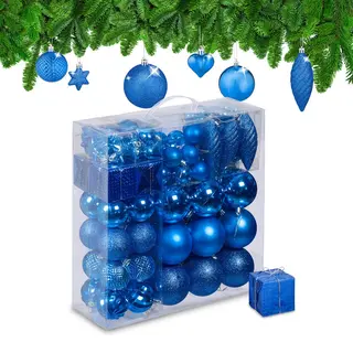 Relaxdays Weihnachtsbaumkugel Weihnachtskugeln Im 110er Set, Blau