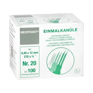 Servoprax Neopoint Wegwerpcanule, 0, 4 X 12 Mm Doos 100 Stuks (Grijs)