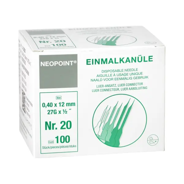 Servoprax Neopoint Wegwerpcanule, 0, 4 X 12 Mm Doos 100 Stuks (Grijs) thumbnail