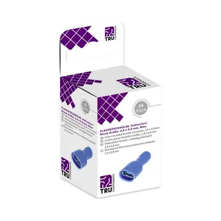 Tru Components T1904C114 Assortiment Platte Stekkers (female) Insteekbreedte, 2.80 Mm Insteekdikte, 0.80 Mm 180 ° Volledig Geïsoleerd Blauw 25