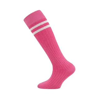 Ewers Kniekous Meisjes - Fuchsia Donkerroze - Ribpatroon & Witte Strepen - Elastisch-19/22