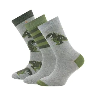 Ewers Sokken 'Dino' Grijs Gemêleerd / Grasgroen / Zwart / Offwhite