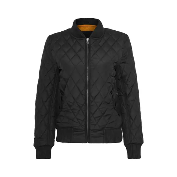 Urban Classics Damen Jacke Ladies Diamond Quilt Nylon Jacket, Schwarz (Black 7), 34 (Herstellergröße: Xs) thumbnail