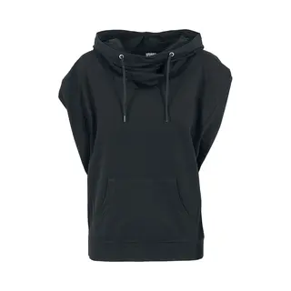 Urban Classics Ladies Sleeveless Terry High Neck Hoodie T-Shirt Black